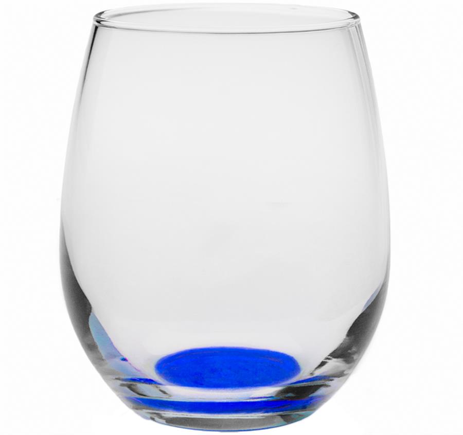Stemless Wine Glasses - 9 oz - Blue