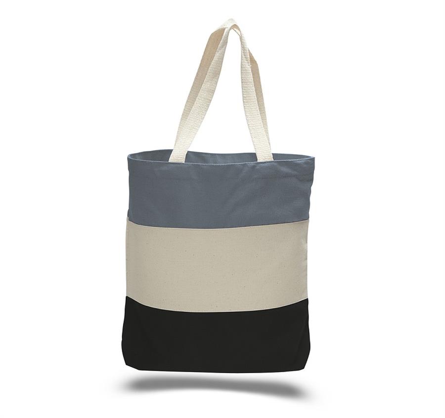 Canvas Tri Color Professional Tote Bag - Black