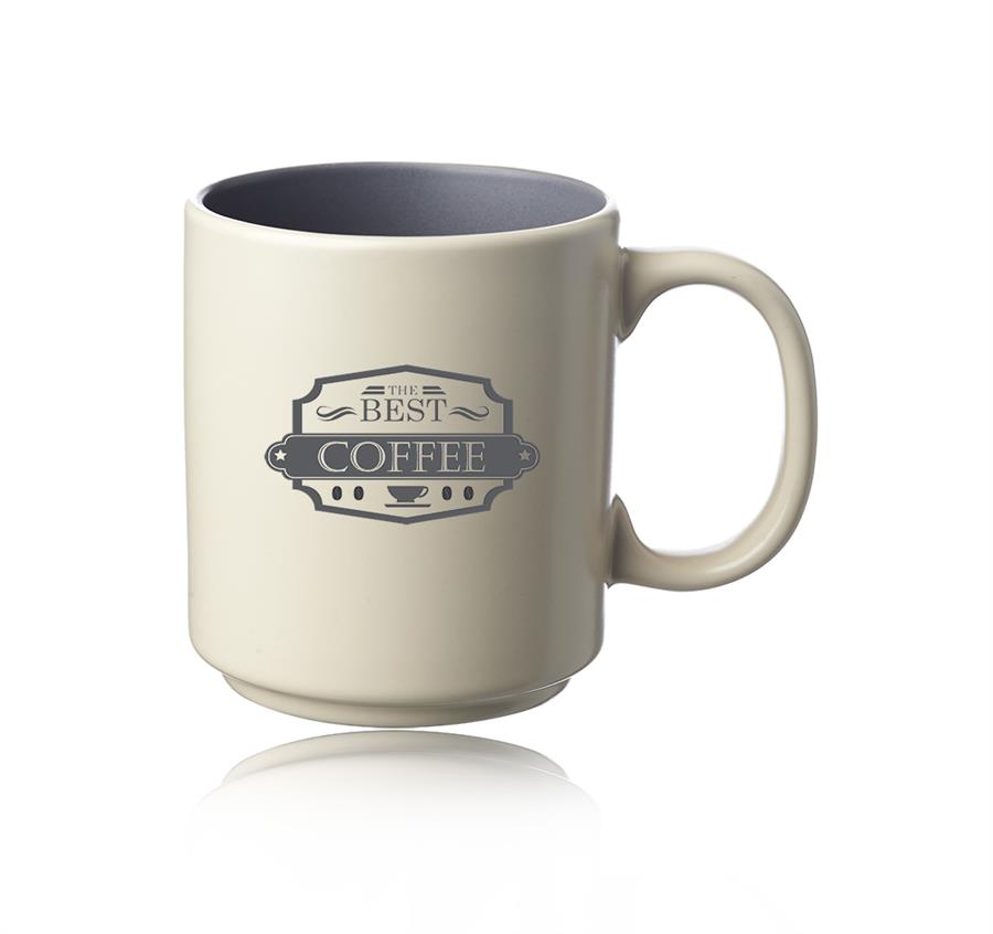 Santos Matte Two Tone Coffee Mugs 13oz. - Grey