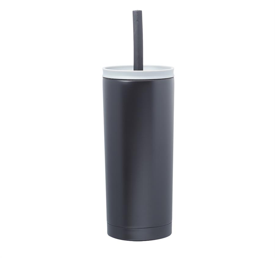 Winslow Stainless Steel Mug with Straw - Black