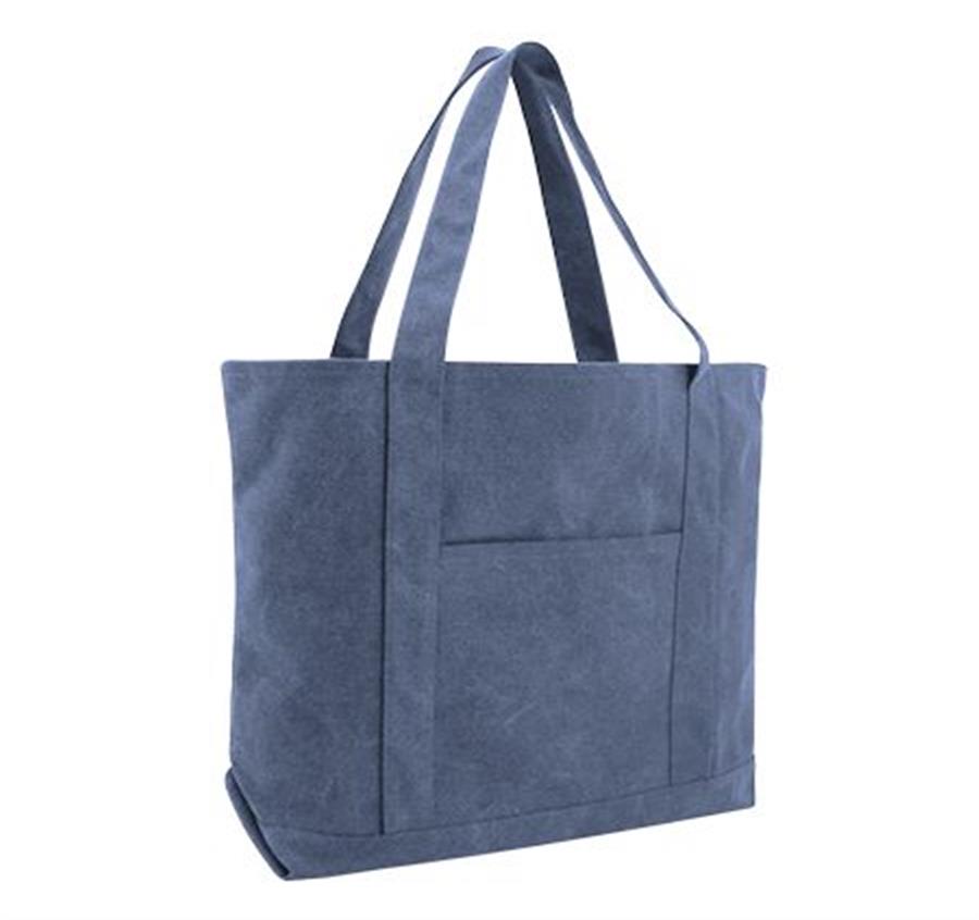 Cotton Canvas Pigment Dyed XL Resort Tote Bag - Blue Jean