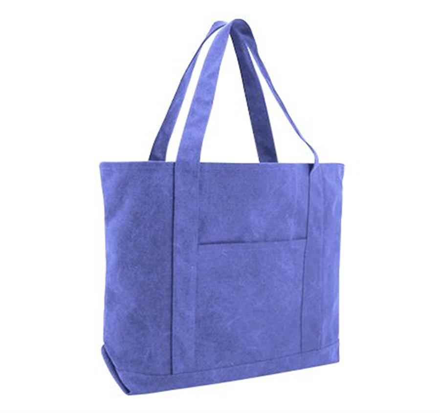Cotton Canvas Pigment Dyed XL Resort Tote Bag - Periwinkle Blue