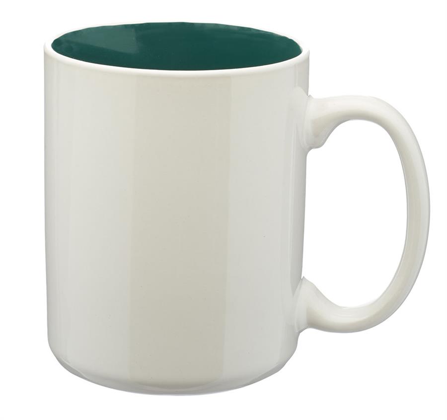 Glossy Two-Tone Personalized Ceramic Mugs 15 oz. - Green