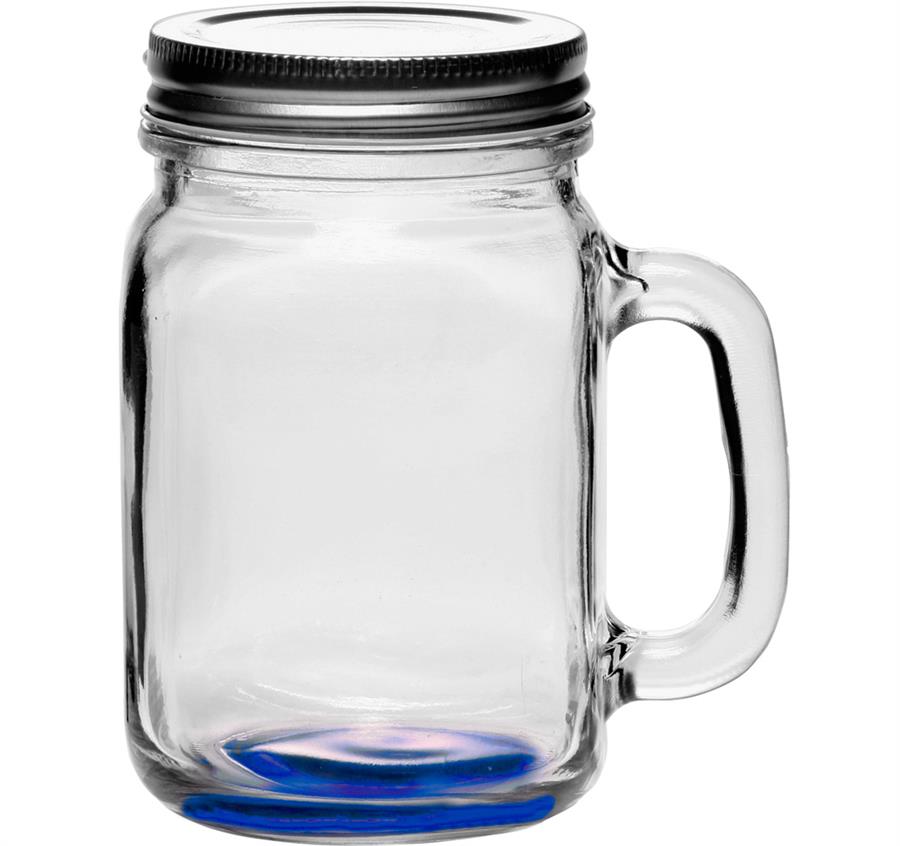 Libbey Handle Mason Jars with Lids - Blue