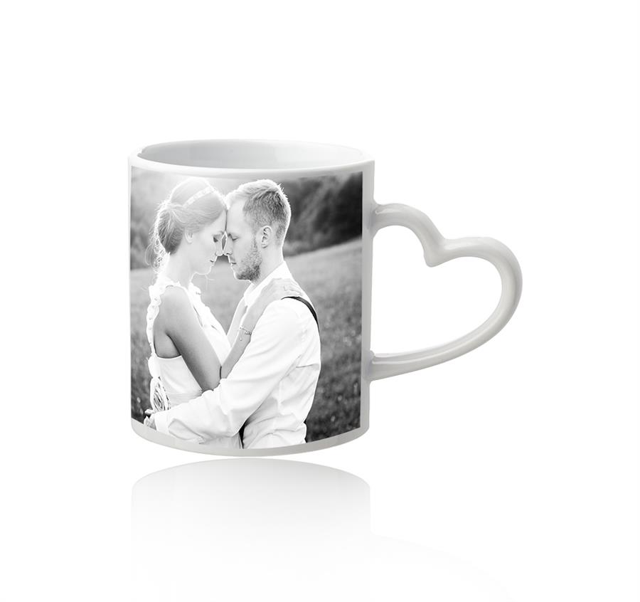Full Color Heart Handle Mugs 11 oz. - White