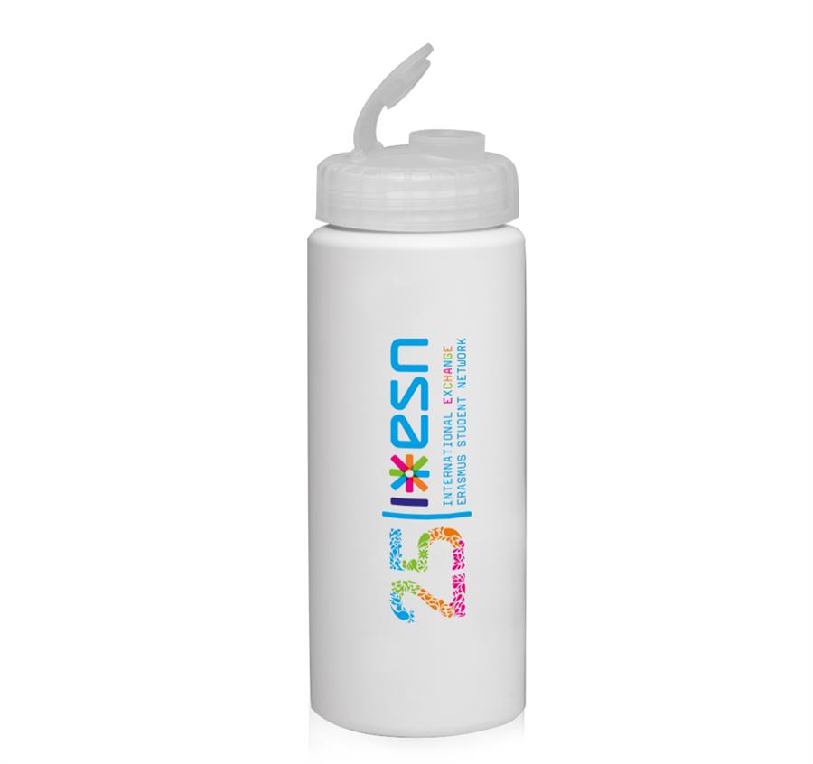 HDPE Plastic Water Bottles with Sipper Lids 32oz. - CLEAR