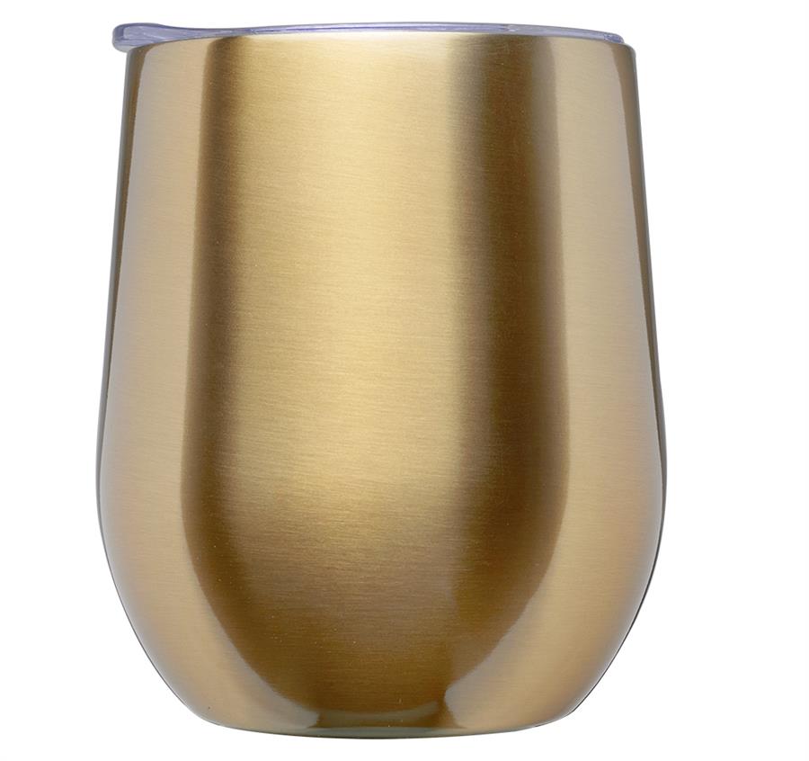 Stemless Wine Glass with Lid - 11 oz - Gold
