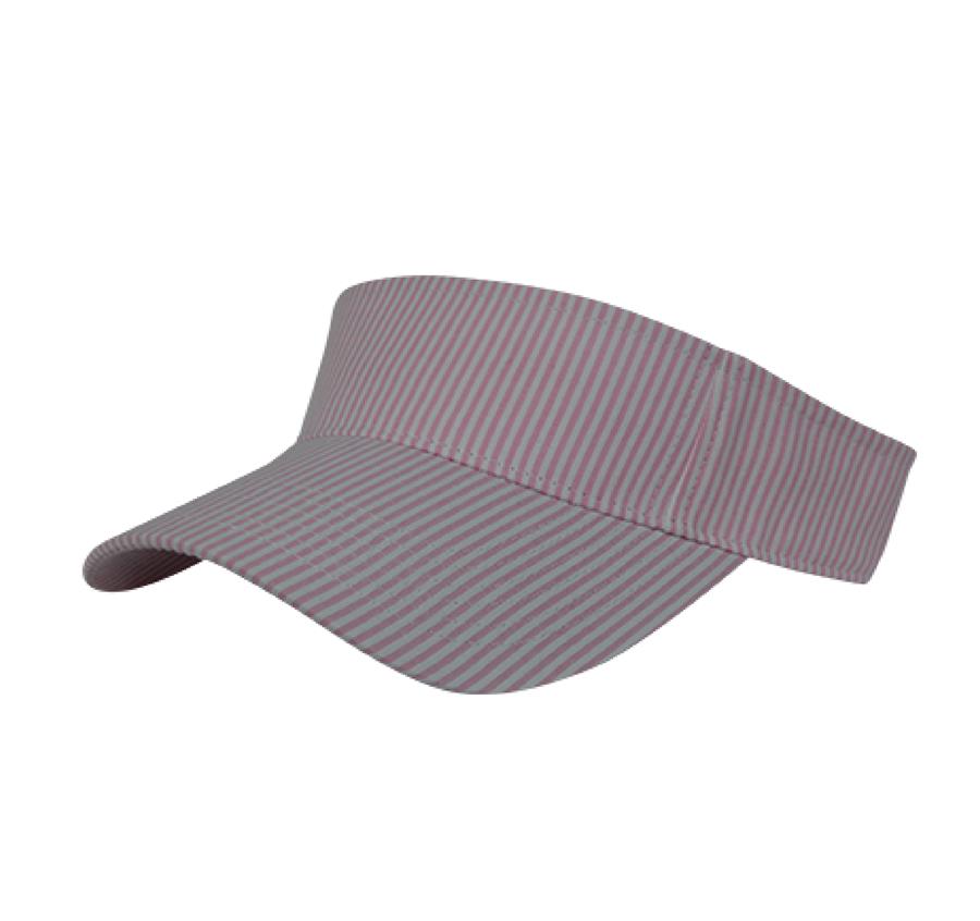 Lightweight Cotton Seersucker Visor - White/Pink