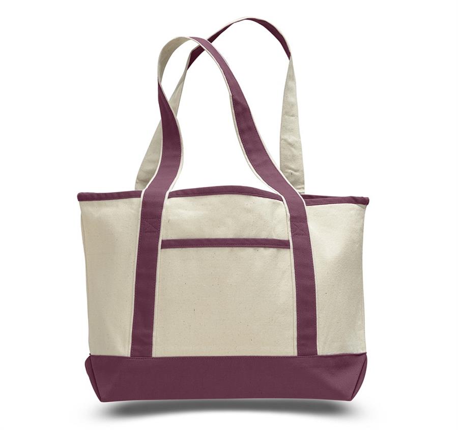 Small Canvas Deluxe Tote - Maroon