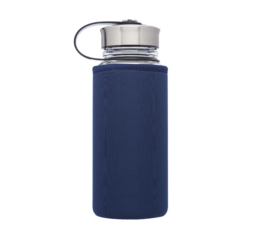 Kangaroo Glass Bottles in Neoprene Pouch 25 oz. - Navy Blue