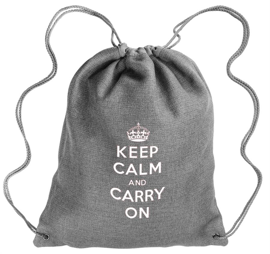 Linen Drawstring Backpack - Grey