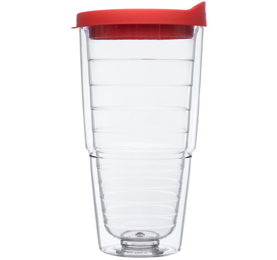 24 oz. Double Wall Solid Clear Acrylic Tumblers - Red