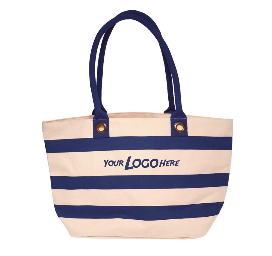Striped Cotton Canvas Tote Bag