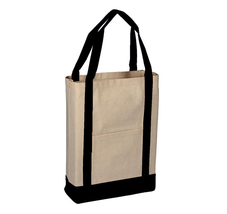 Two Tone Canvas Deluxe Tote - Black