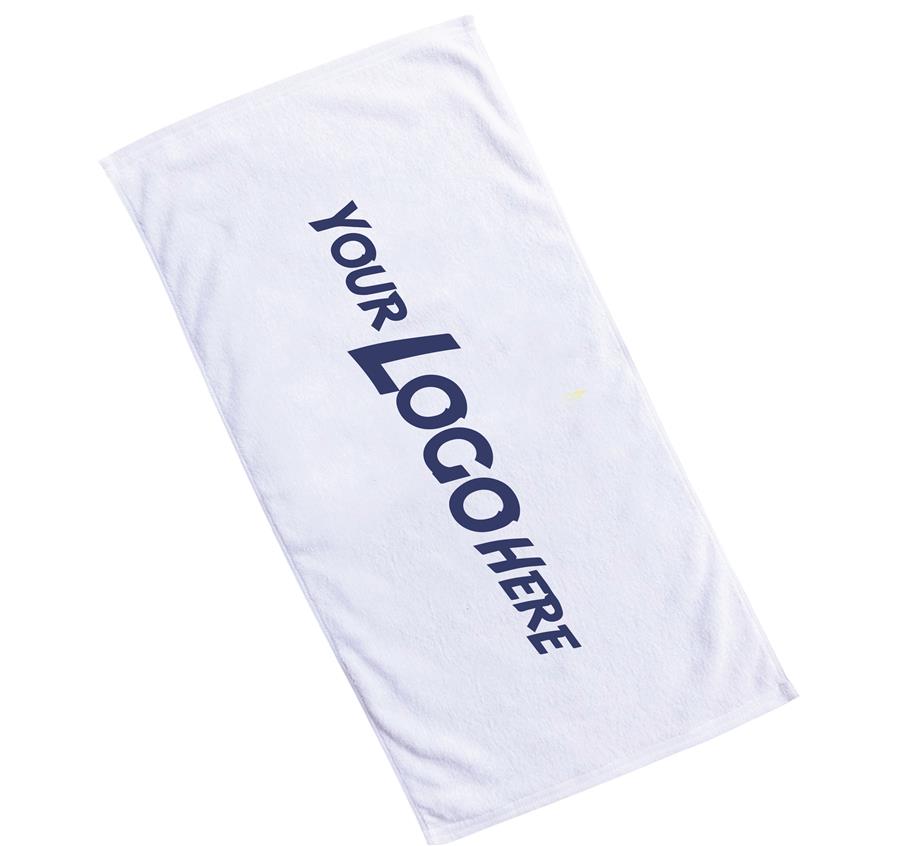 Terry Velour White Beach Towel
