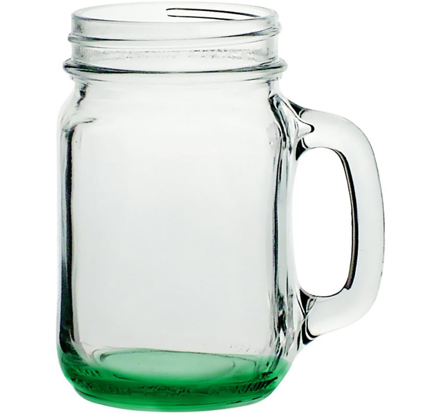 Mason Jars with Handles - 16 oz - Green