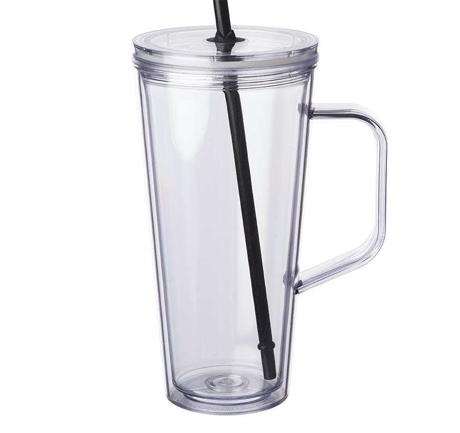 24 oz. Plastic Tumbler with Handle - Black