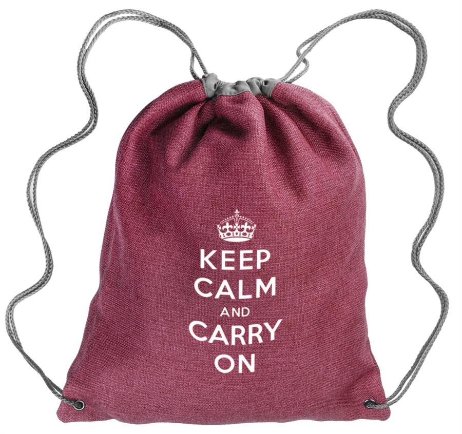 Linen Drawstring Backpack - Red