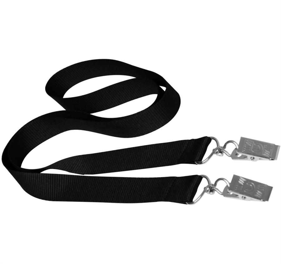 Double Ended Polyester Lanyard - Black