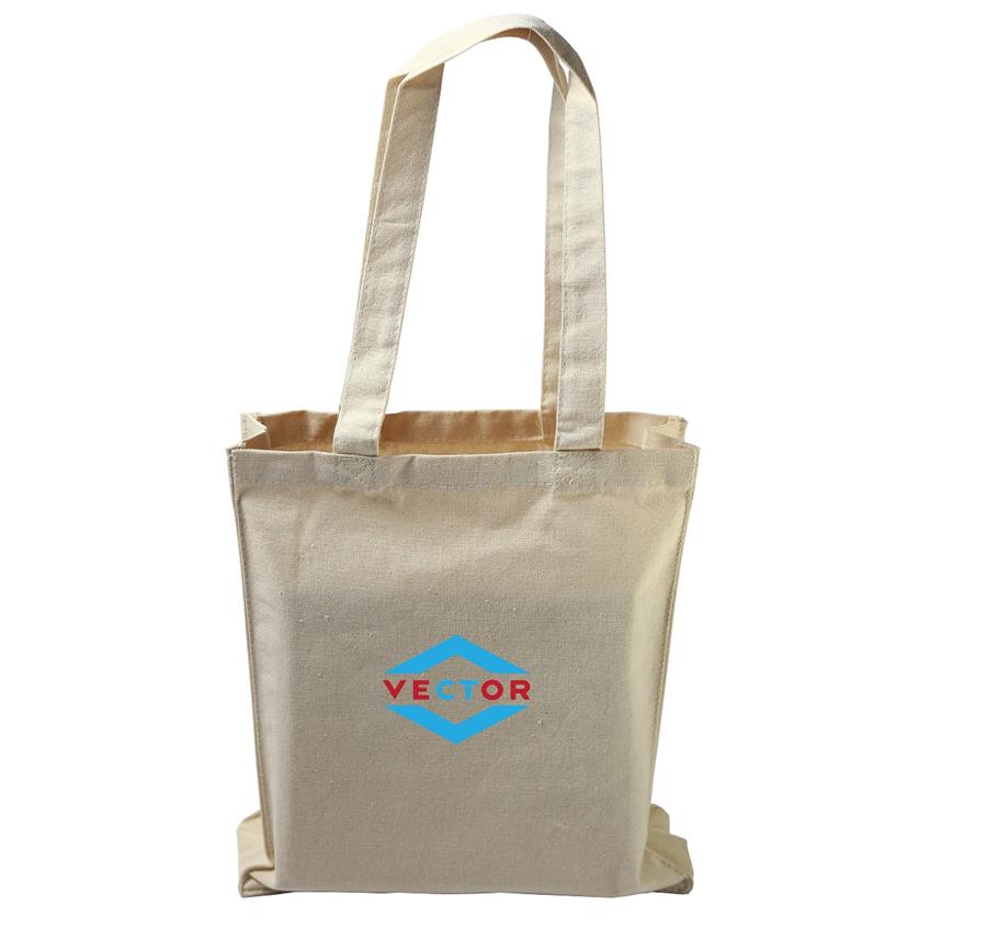 Canvas Book Bag with Gusset & Self-Fabric handles