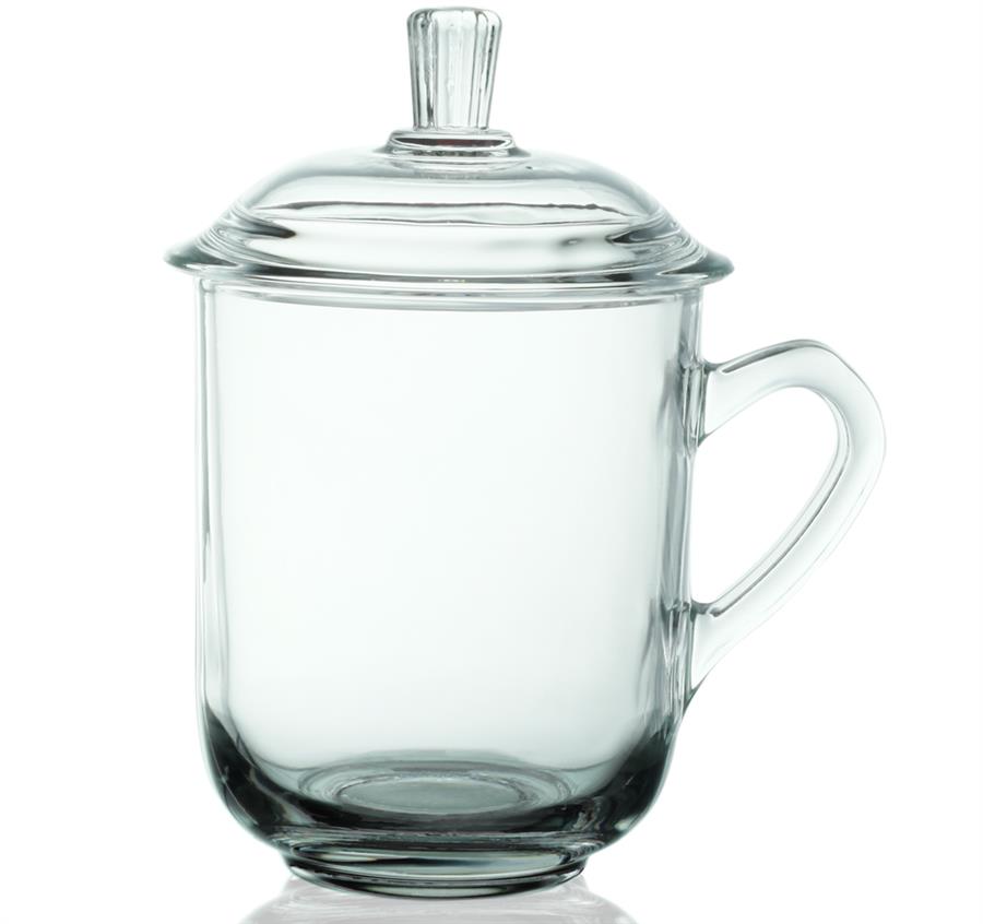 13 oz. Glass Tea Cups with Lids - Black