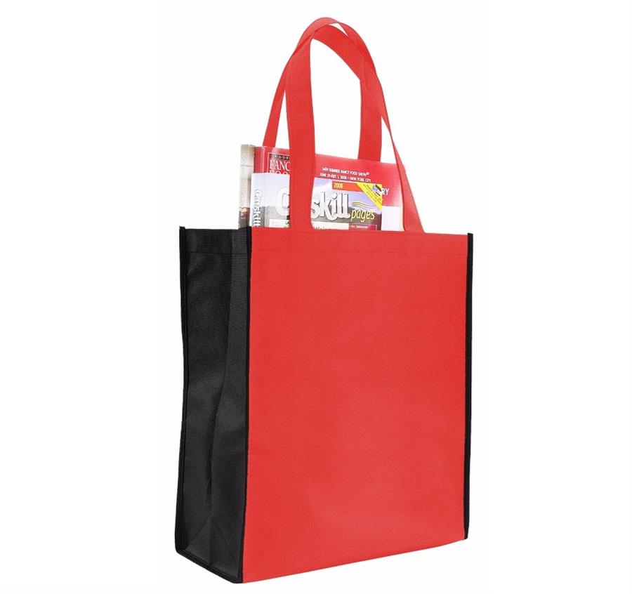 Non Woven Two Tone Tote/Book Bag - Red