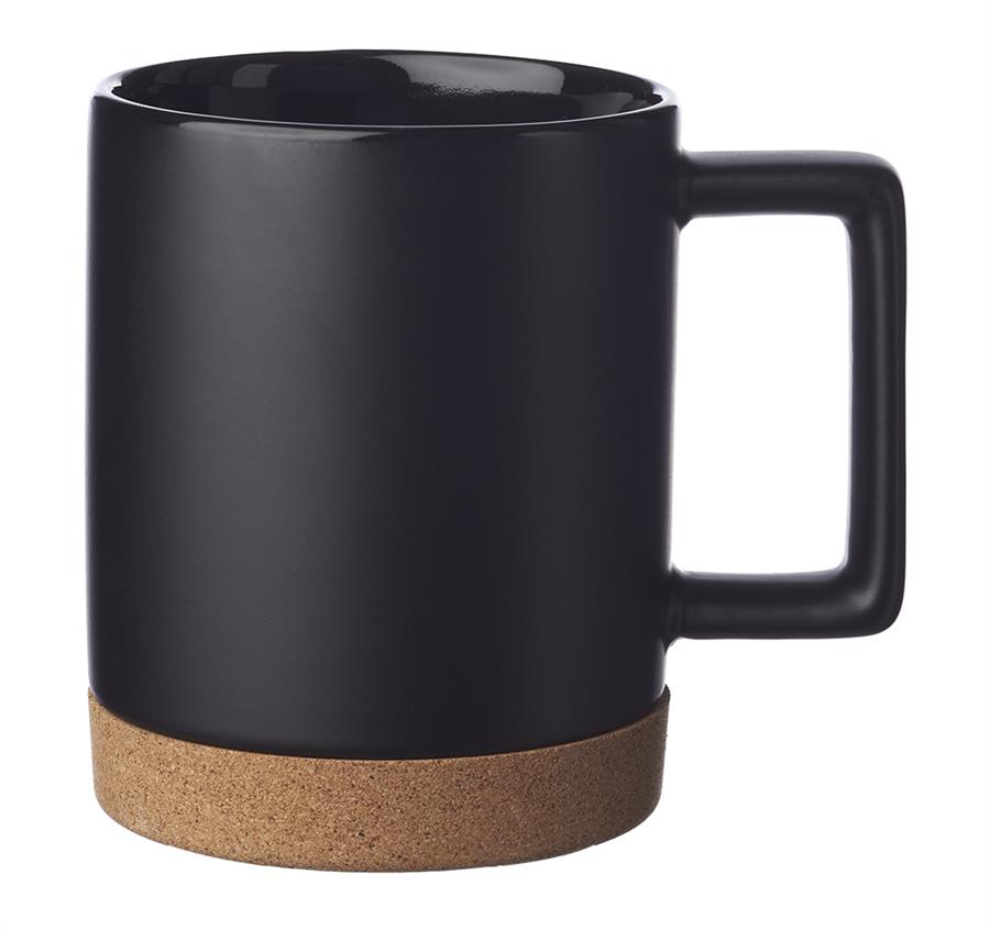 Caldwell 15 oz. Cork Base Ceramic Mugs - Black