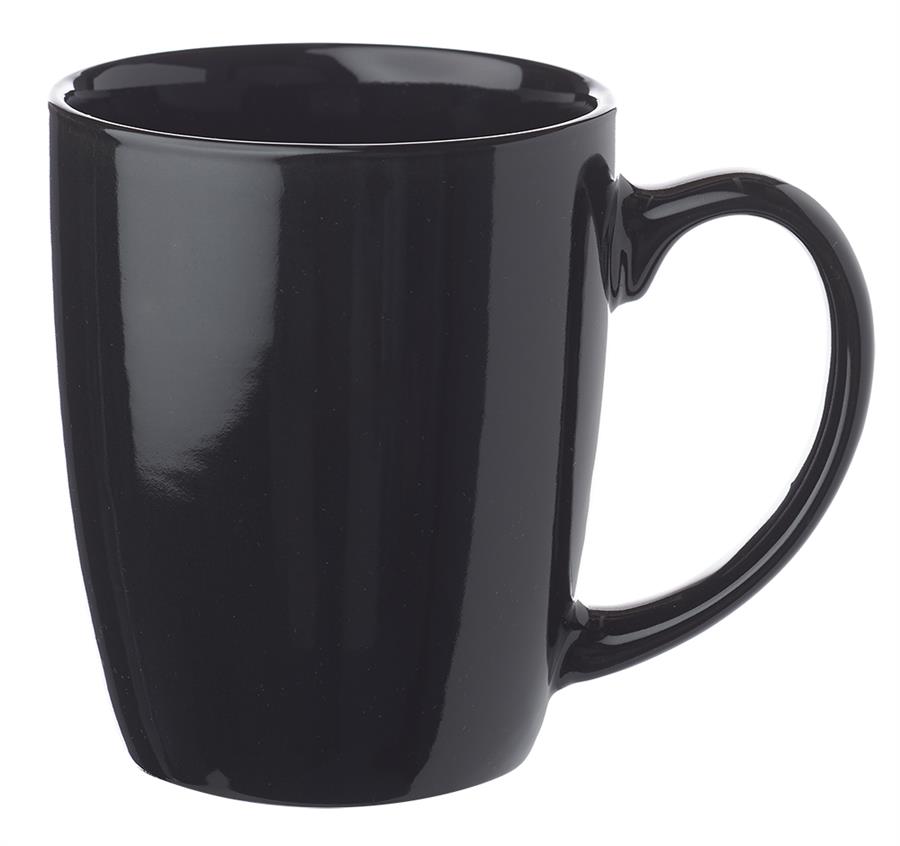 Curved Java Custom Coffee Mugs - 12 oz - Black