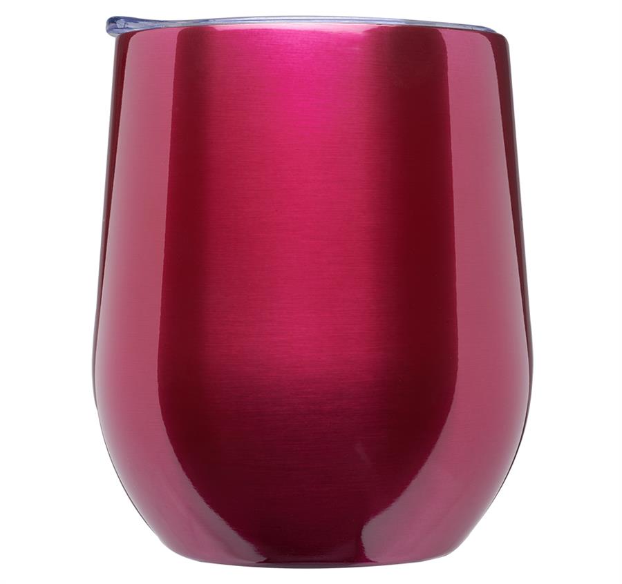 Stemless Wine Glass with Lid - 11 oz - Fuchsia