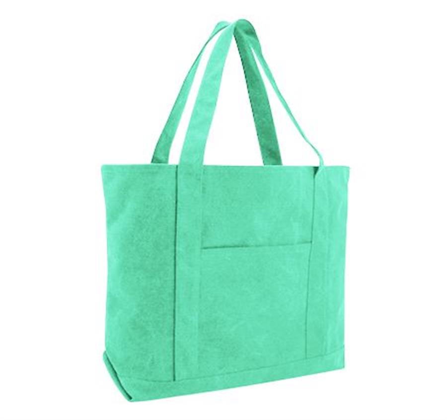 Cotton Canvas Pigment Dyed XL Resort Tote Bag - Sea Glass Green