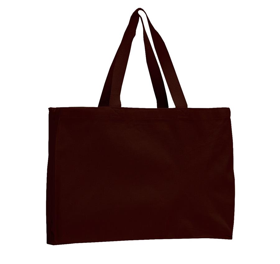 Canvas Gusset Tote Bag - Chocolate