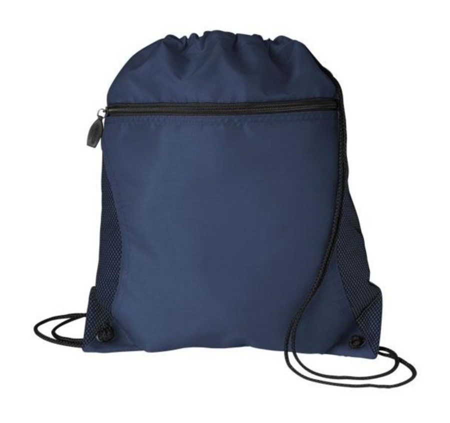 Mesh Pocket Drawstring Backpack - Navy