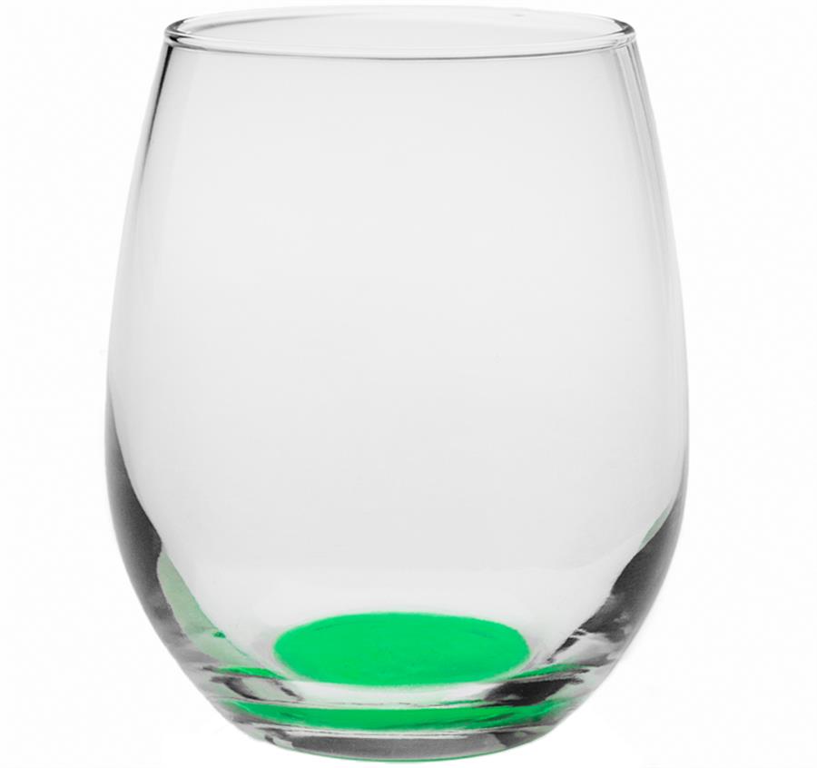 Stemless Wine Glasses - 9 oz - Green