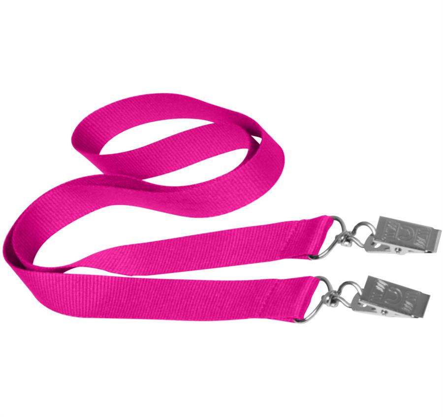 Double Ended Polyester Lanyard - Hot Pink