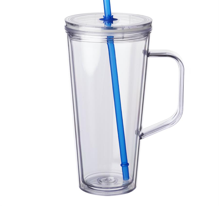 24 oz. Plastic Tumbler with Handle - Blue