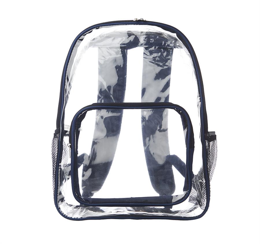 Pocket Clear Plastic Backpacks - Navy Blue