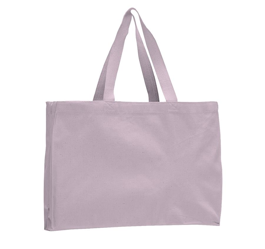 Canvas Gusset Tote Bag - Light Pink