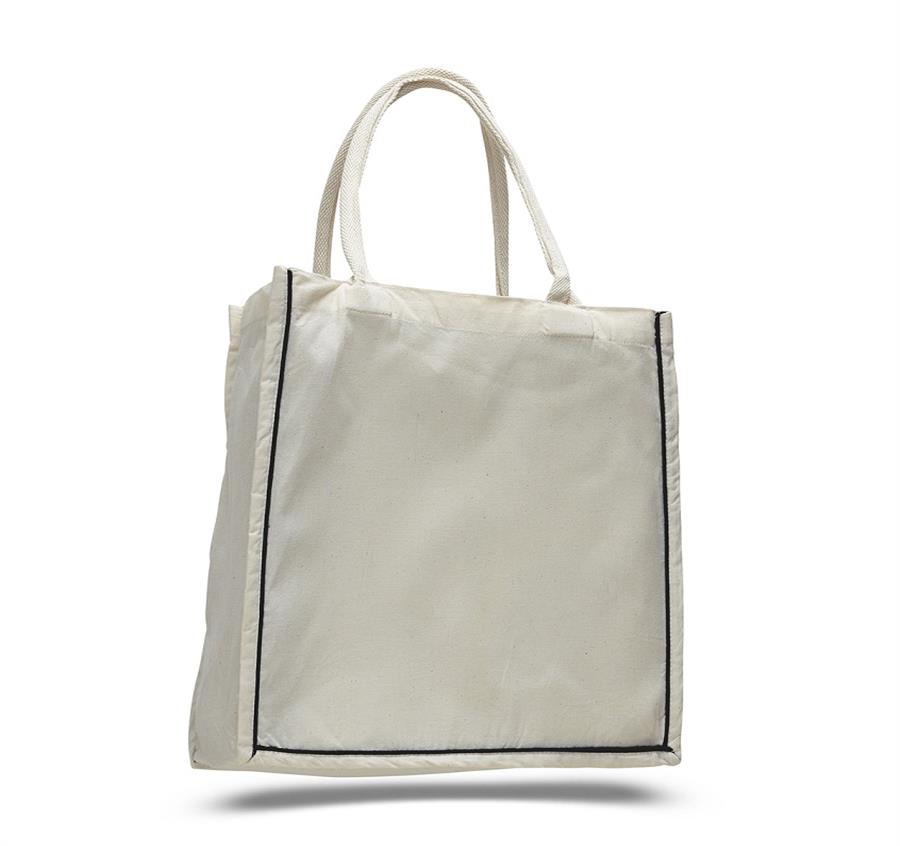 Fancy Shopper with Color Stripe Bag - Black