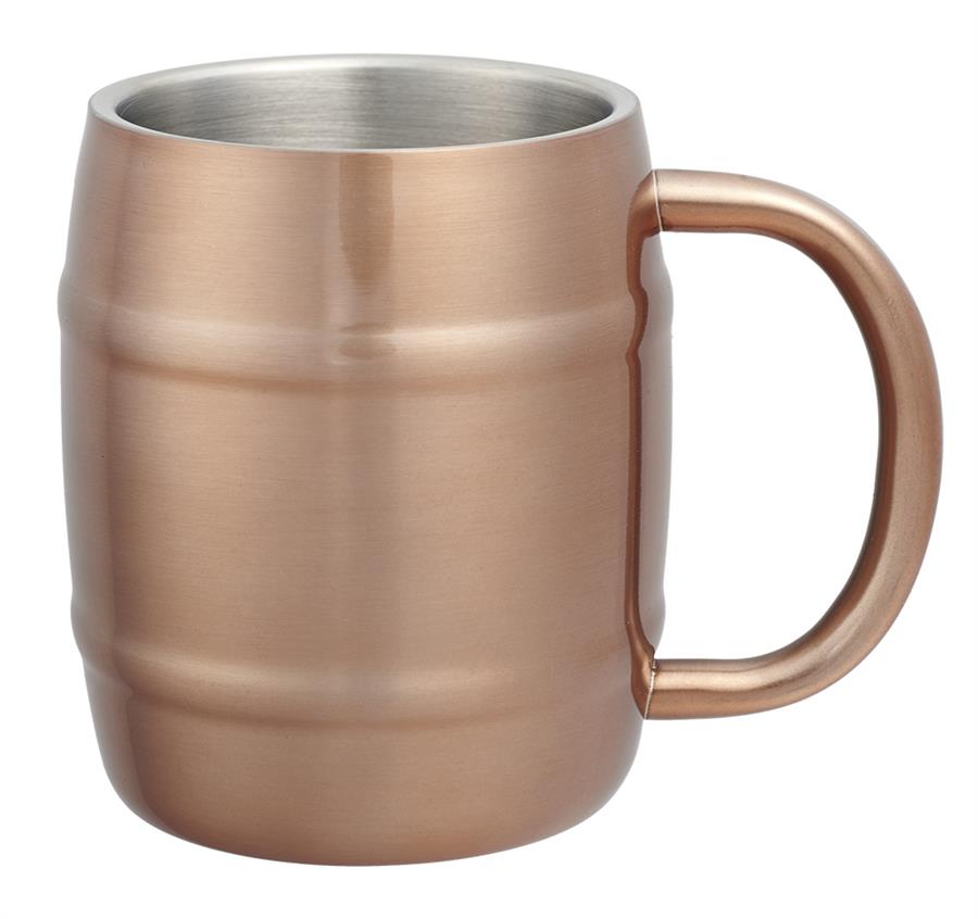 Copper Coated Stainless Steel Moscow Mule Barrel Mugs 14 oz - Copper