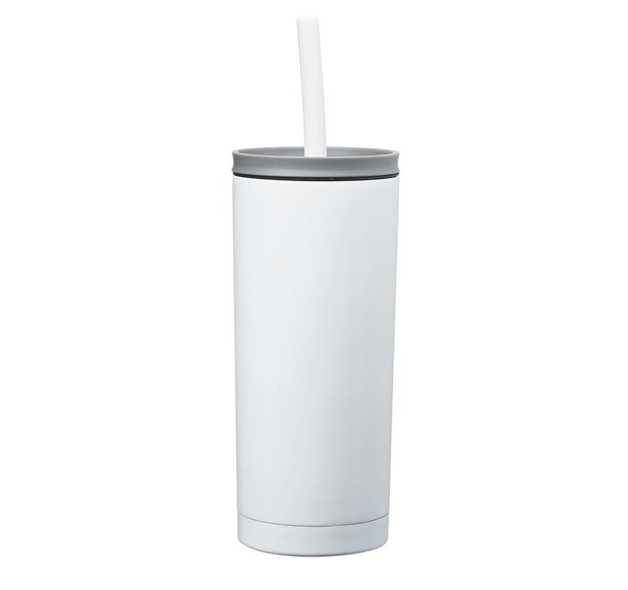 Winslow Stainless Steel Mug with Straw - White