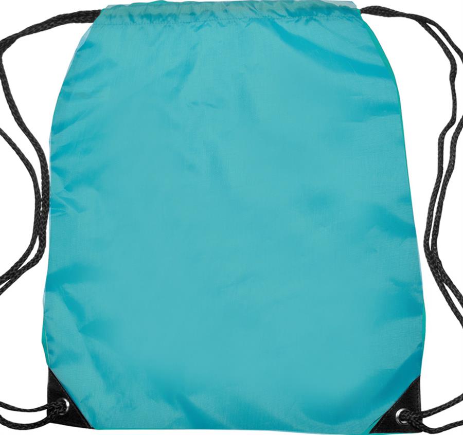 Black Trim Drawstring Bags - Aqua