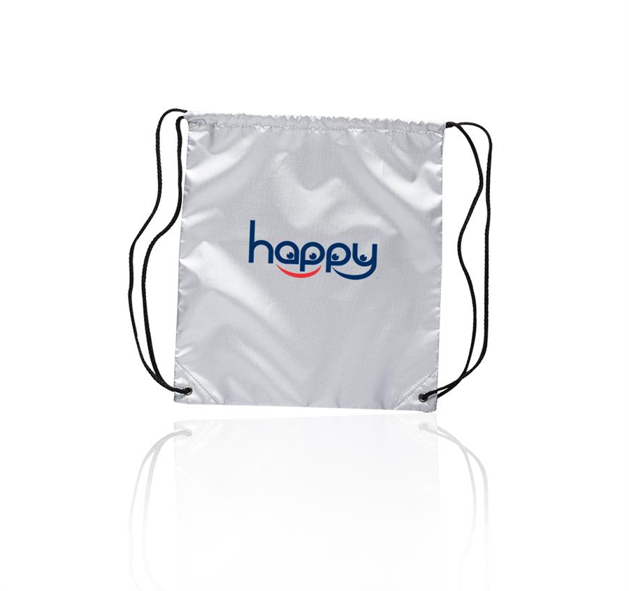 Shiny Drawstring Backpack - Silver