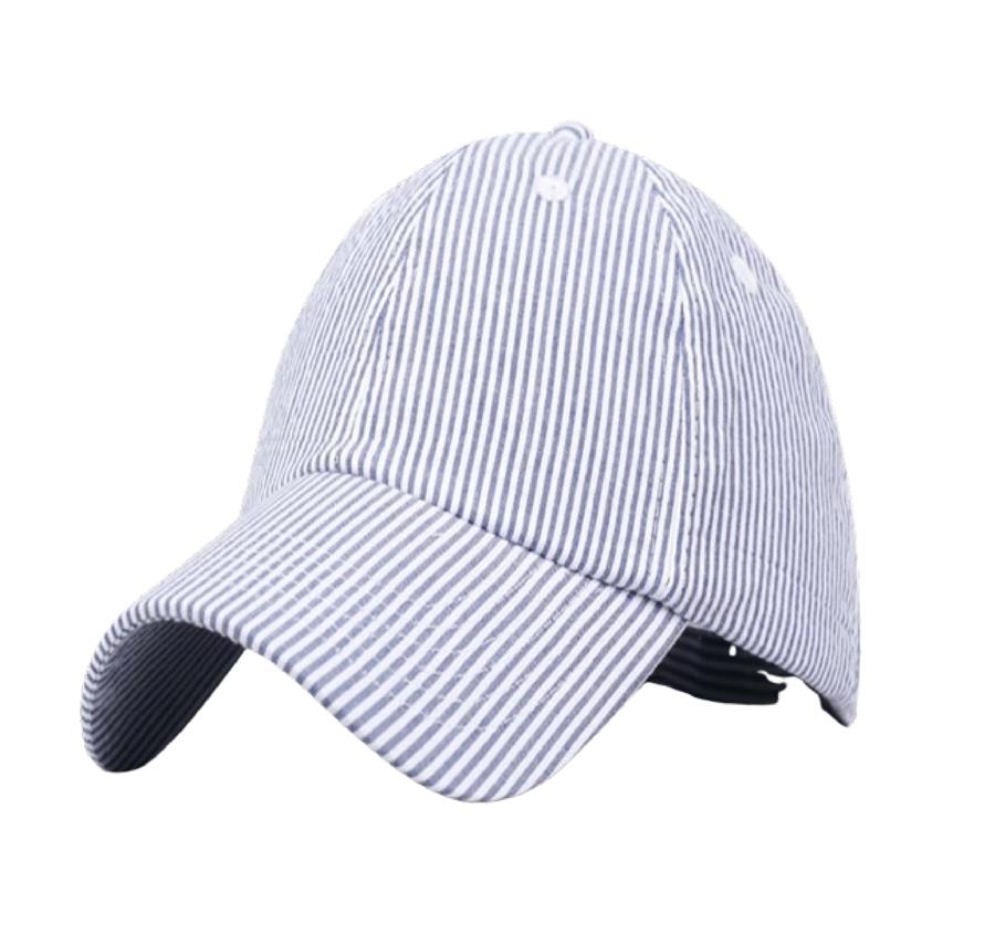 Lightweight Cotton Seersucker - White/Navy