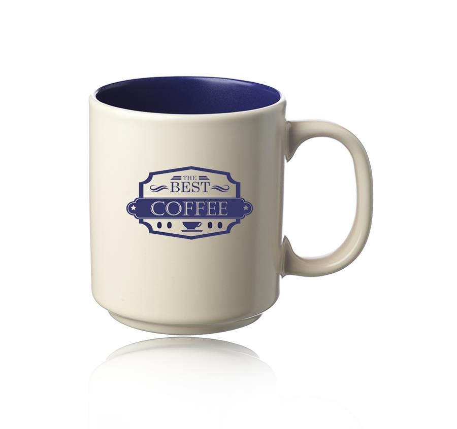 Santos Matte Two Tone Coffee Mugs 13oz. - Cobalt Blue
