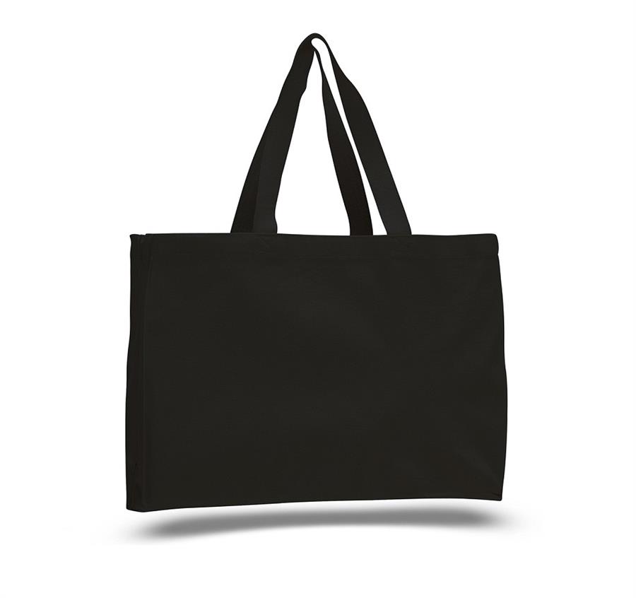 Canvas Gusset Tote Bag - Black