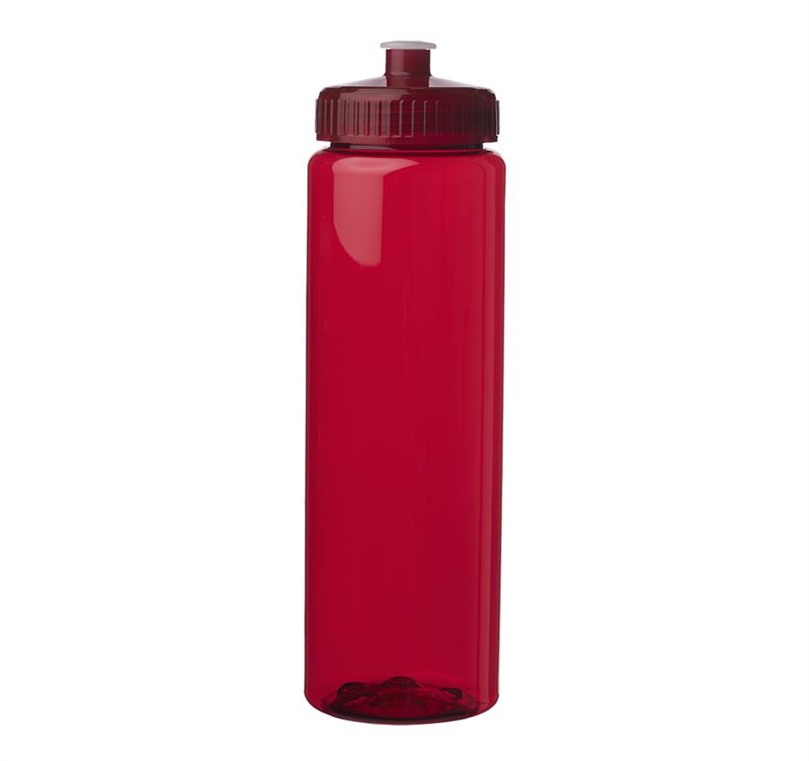 Poly-Clear Plastic Water Bottles 32 oz. - Red