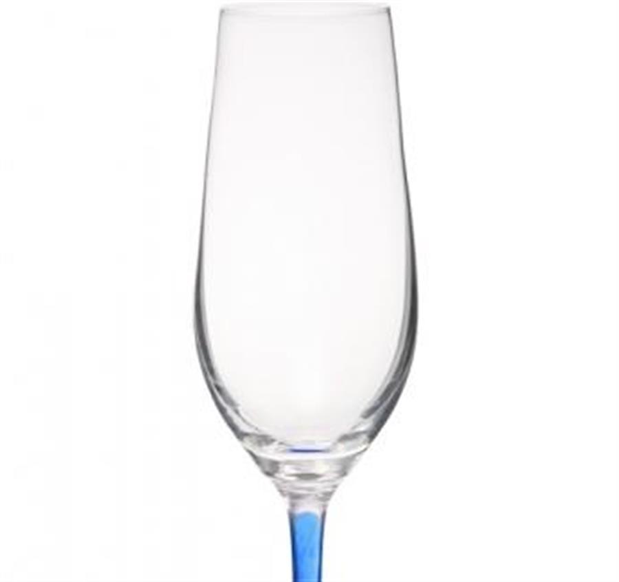 Lead Free Crystal Champagne Glasses - Blue