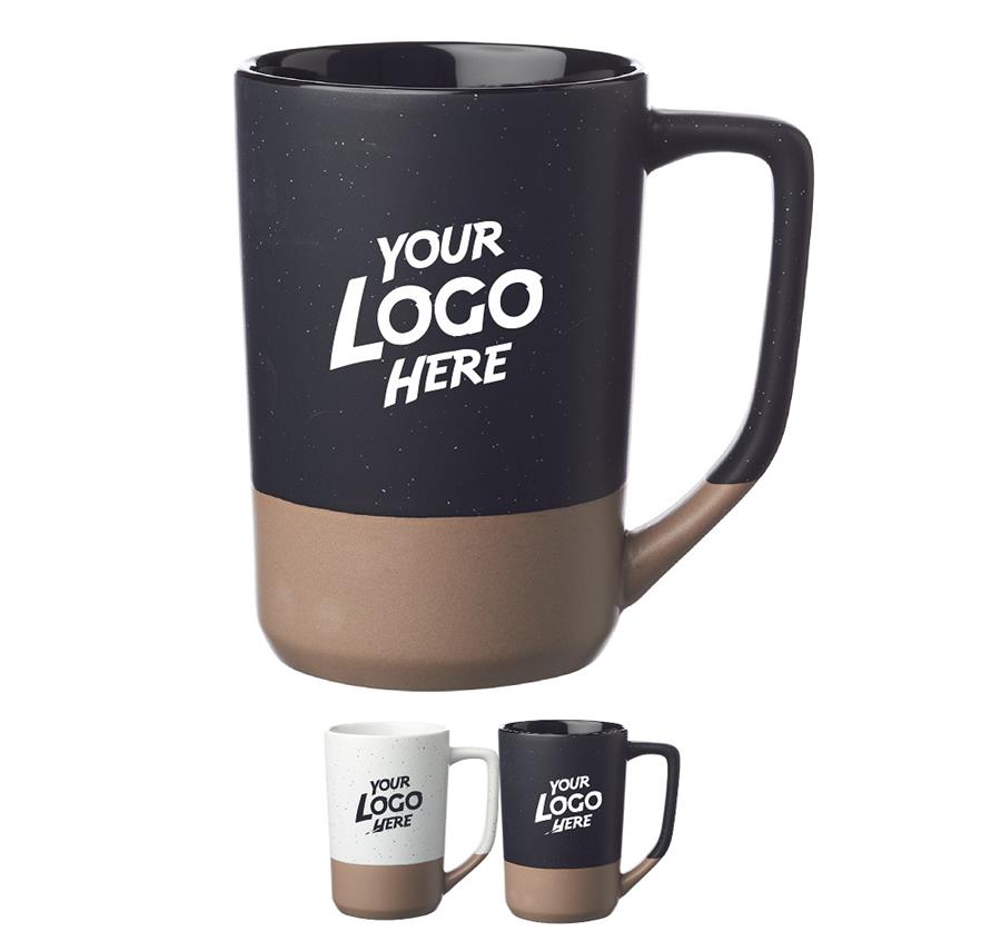 Speckle Glazed Two Tone Ceramic Mugs 17 oz.