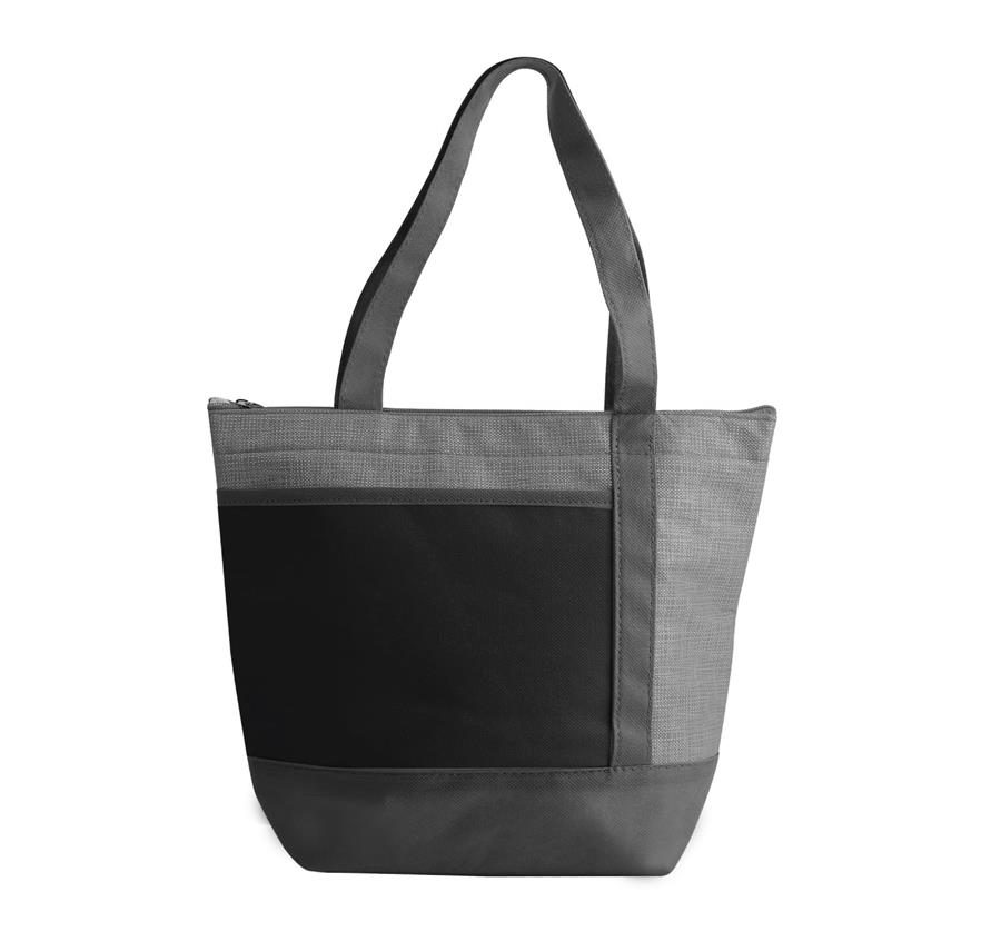 Cooler Tote Bag - Black-Heather Grey-Grey
