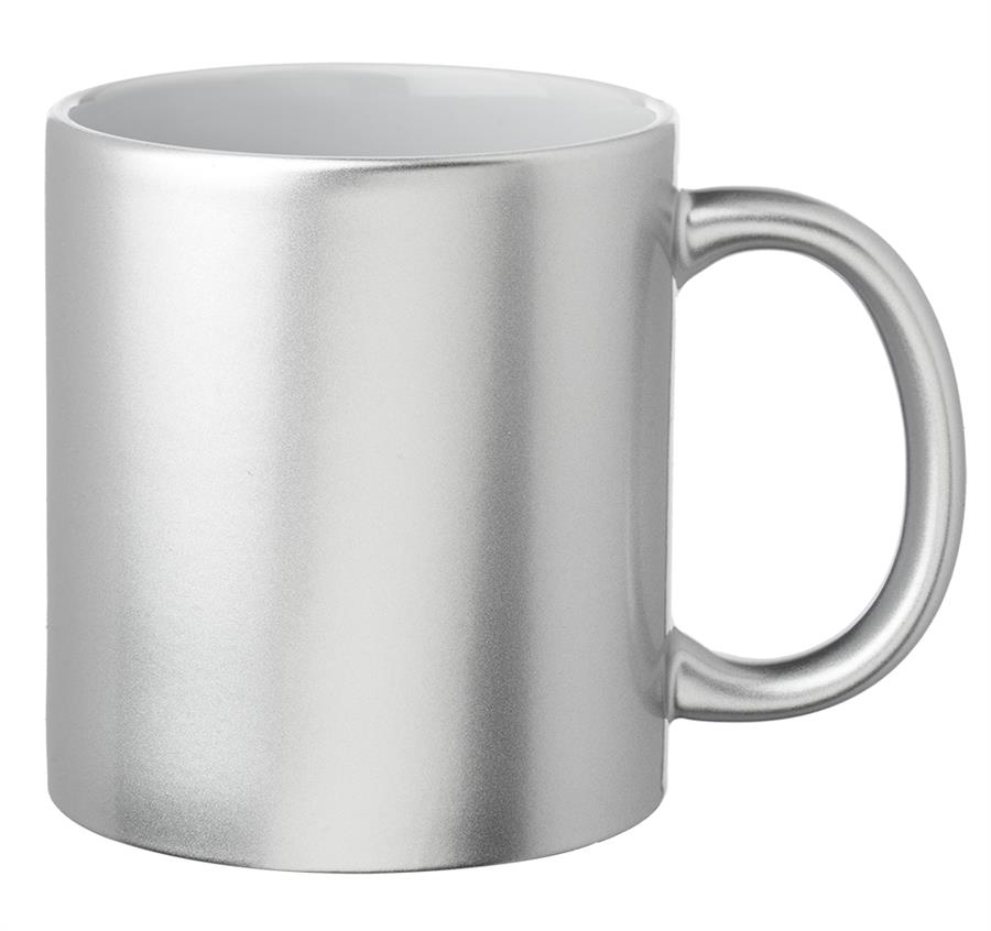 Metallic Ceramic Custom Mugs 11 oz. - Silver
